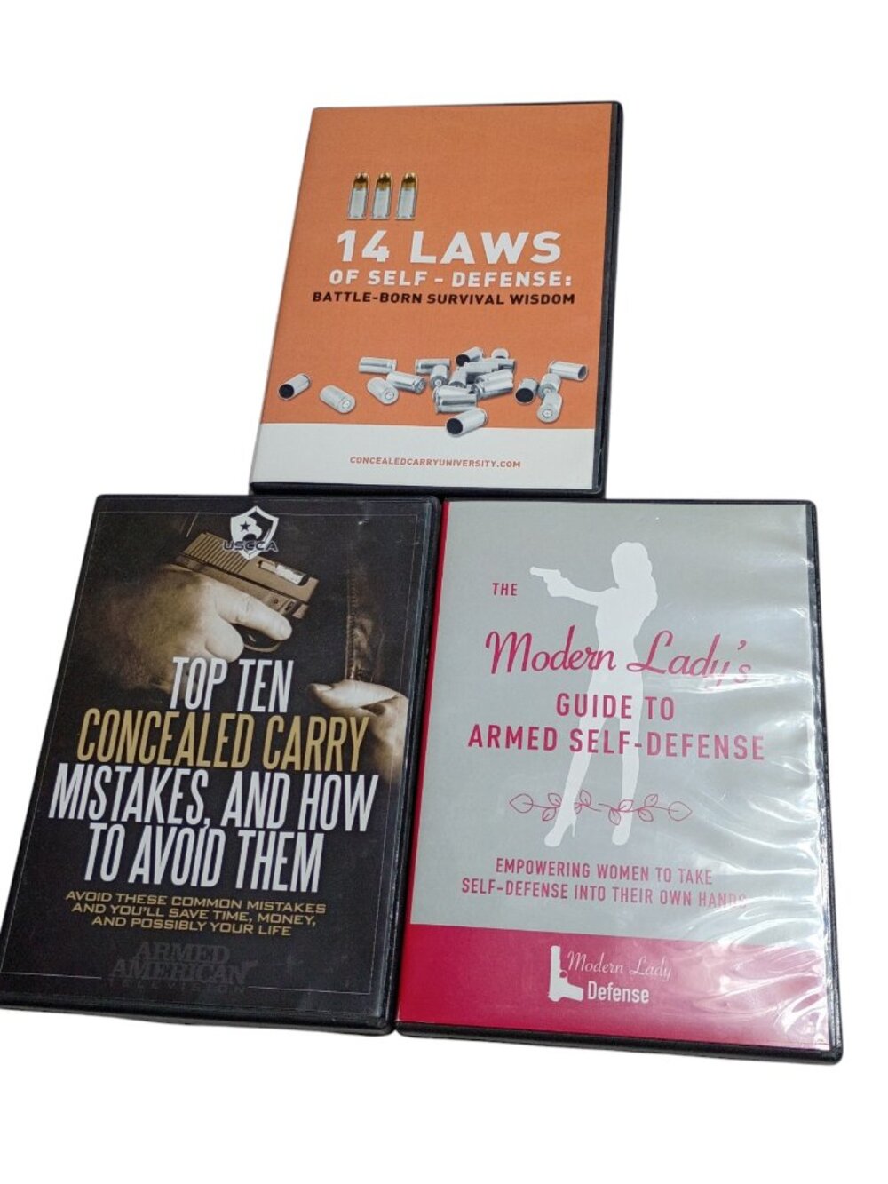 3 DVD's 14 Laws of Self-Defense, 10 Concealed Carry Mistakes, Armed Self-Defense